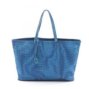Bottega Veneta Intreccio Illusion Tote Bag, Nylon and Leather, Women's, Blue